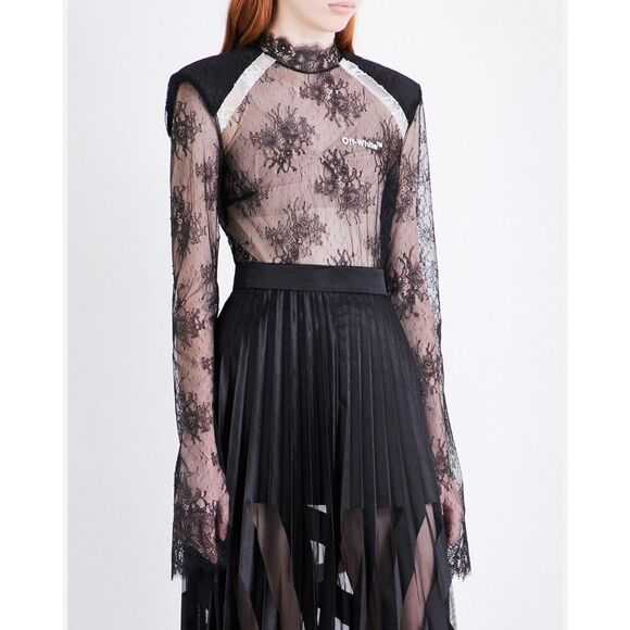 Off-White Black High-Neck Lace Top Size 44 / XL - Picture 1 of 6